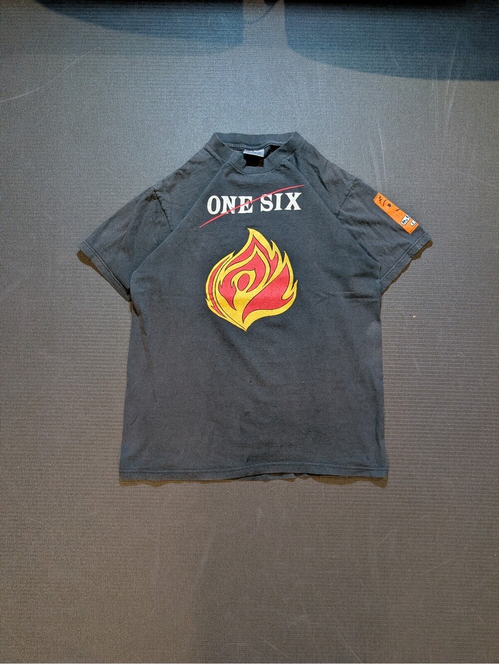Vintage One Six Flame Graphic Tee Mens M 90s Japanese Print Grunge Made in USA